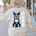 USA Flag Boston Terrier Best Dog Mom Ever 2025 Women's Sweatshirt Back Print Sand