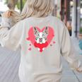 Valentine's Day Boston Terrier Heart Women's Sweatshirt Back Print Sand