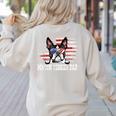 Vintage Boston Terrier Dad American Flag Father's Day Women's Sweatshirt Back Print Sand