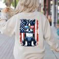 Vintage Boston Terrier Dog American USA US Flag Pets Lovers Women's Sweatshirt Back Print Sand