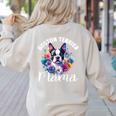 Watercolor Floral Boston Terrier Mama Dog Lover Mother's Day For Men Women Girls Kids Women's Sweatshirt Back Print Sand