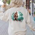 Whimsical Forest Adventures Sasquatch Bigfoot Walking Boston Terrier Dog Lovers Women's Sweatshirt Back Print Sand