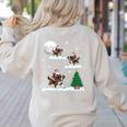 Xmas Lighting Tree Santa Riding Boston Terrier Christmas Women's Sweatshirt Back Print Sand