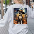 Aesthetic Halloween Boston Terrier Dog Witch Pumpkin For Men Women Kids Women's Sweatshirt Back Print Ash