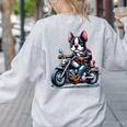 Biker Boston Terrier Dog Riding Motorbike Women's Sweatshirt Back Print Ash