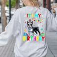 My Birthday Colorful Costume Boston Terrier Party Women's Sweatshirt Back Print Ash
