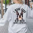 Bostie Mama Dog Dad Boston Terrier For Men Women Women's Sweatshirt Back Print Ash