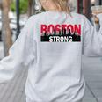 Boston Strong Logo Vintage Boston City Skyline Women's Sweatshirt Back Print Ash