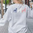 Boston Terrier 4th Of July Dog Patriotic USA Flag Man Woman Women's Sweatshirt Back Print Ash