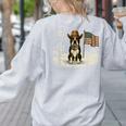 Boston Terrier 4th Of July US American Flag Dog Patriotic Women's Sweatshirt Back Print Ash