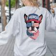 Boston Terrier 4th Of July US Merica Bostie Dog Patriotic For Men Women Kids Women's Sweatshirt Back Print Ash