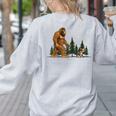 Boston Terrier Bigfoot Dog Walking Dog Mom Dad Kids Women's Sweatshirt Back Print Ash