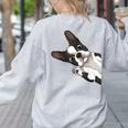 Boston Terrier Bostie Dog Kids Boys Girls Women's Sweatshirt Back Print Ash