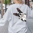 Boston Terrier Bostie Dog Kids Men Women's Sweatshirt Back Print Ash
