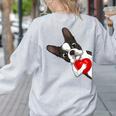 Boston Terrier Bostie Dog Kids Women Girls Women's Sweatshirt Back Print Ash