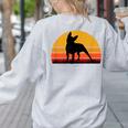 Boston Terrier Bostie Sunset Retro Dog Pet Mom Dad Women's Sweatshirt Back Print Ash