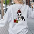 Boston Terrier Christmas T Shirt-Life Is Merrier Premium Tri-Blend Women's Sweatshirt Back Print Ash