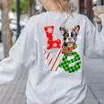 Boston Terrier Christmas Tree Lights Santa Dog Xmas For Men Women Kids Women's Sweatshirt Back Print Ash