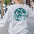 Boston Terrier Cowboy UFO Shirt Vintage Western Dog Mom Tee Women's Sweatshirt Back Print Ash