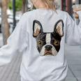 Boston Terrier Cute Puppy Face Dog Lover Pet Owner Women's Sweatshirt Back Print Ash