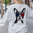 Boston Terrier Dog 4th July America USA Flag Men Women Kids Women's Sweatshirt Back Print Ash