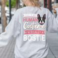 Boston Terrier Dog Bostie Halloween Costume Dog For Kids Women's Sweatshirt Back Print Ash