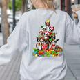 Boston Terrier Dog Christmas Tree Lights Xmas Pajama For Men Women Kids Women's Sweatshirt Back Print Ash