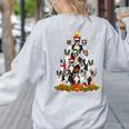 Boston Terrier Dog Christmas Tree Santa Hat Xmas Pajama Men Women Kids Women's Sweatshirt Back Print Ash