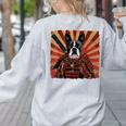 Boston Terrier Dog Japanese Art Samurai Ukiyo-e Women's Sweatshirt Back Print Ash