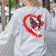 Boston Terrier Dog Mom Dad Valentine’s Day Pet Lover For Men Women Kids Women's Sweatshirt Back Print Ash