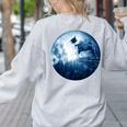 Boston Terrier Dog Moon Dog Mom Dad Women Men Dog Lovers Women's Sweatshirt Back Print Ash