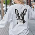 Boston Terrier Dog Motif Pet Illustration Boston Terrier For Men Women Kids Women's Sweatshirt Back Print Ash