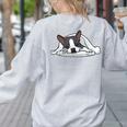 Boston Terrier Dog Official Sleeping Men Women Girls Kids Women's Sweatshirt Back Print Ash