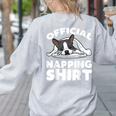 Boston Terrier Dog Official Sleeping Shirt Men Women Kids Women's Sweatshirt Back Print Ash