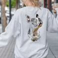Boston Terrier Dog Graphic Pet Art Boston Terrier For Men Women Kids Women's Sweatshirt Back Print Ash