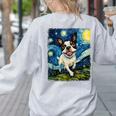 Boston Terrier Dog Starry Night Painting Women's Sweatshirt Back Print Ash