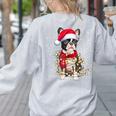 Boston Terrier Dog Ugly Christmas Dog Xmas For Men Women Kids Women's Sweatshirt Back Print Ash