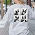 Boston Terrier Dogs With Sunglasses Photo Pets Meme Women's Sweatshirt Back Print Ash