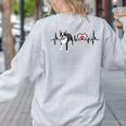 Boston Terrier EKG Heartbeat Heart Line Dog Lovers Women's Sweatshirt Back Print Ash