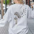 Boston Terrier Flower Fly Dandelion Dog Lover Dog Dad Women's Sweatshirt Back Print Ash