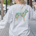 Boston Terrier Flower Silhouette Floral Dog Men Women Girls Kids Women's Sweatshirt Back Print Ash