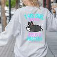 Boston Terrier This Girl Runs On Jesus And Boston Terriers Women's Sweatshirt Back Print Ash