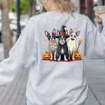 Boston Terrier Halloween Costume Mummy Witch Ghost Dog Lover For Men Women Kids Women's Sweatshirt Back Print Ash