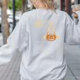 Boston Terrier Halloween Cute Bostie Dog Pocket Boo Women's Sweatshirt Back Print Ash