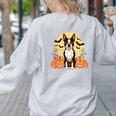 Boston Terrier Halloween Dog Lover Pumpkin Costume Women's Sweatshirt Back Print Ash