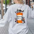 Boston Terrier Happy Pills T-Shirt Women's Sweatshirt Back Print Ash