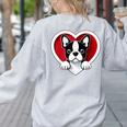 Boston Terrier Heart Cute Puppy Lover Or Dog Owner Women's Sweatshirt Back Print Ash