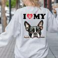 Boston Terrier I Heart My Dog Dog Lover Women's Sweatshirt Back Print Ash