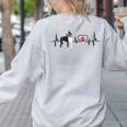 Boston Terrier Heartbeat Heart Line Women's Sweatshirt Back Print Ash