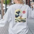 Boston Terrier Japanese Kanagawa Wave Surf Dog Women's Sweatshirt Back Print Ash